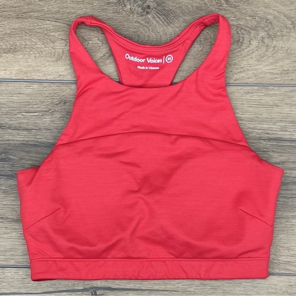 Outdoor Voices Sports Bra XS Coral Red Racerback Athletic Training Workout Top
